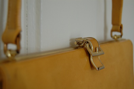 Vintage Mustard Yellow Patent Leather Handbag